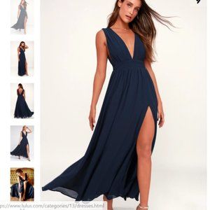 Deep V Navy Blue Lulu's Dress Gown